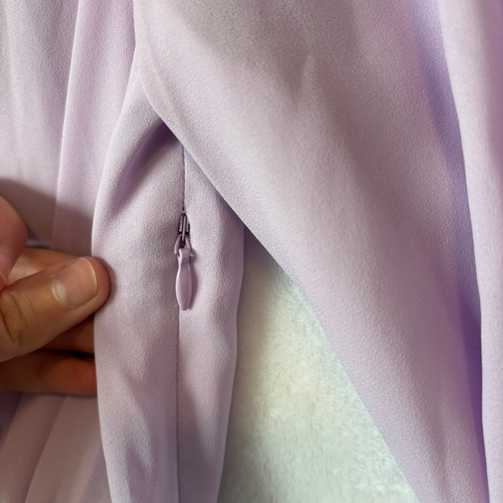 Gal Meets Glam womens purple lavender long sleeve mini Haley Ruffle Dress Size 4 - Picture 9 of 12